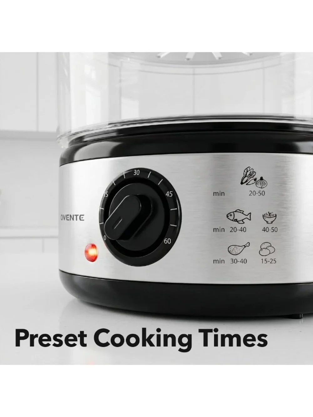 2-Tier Stainless Steel Electric Food Steamer, 5 Qt, Stackable, 400W, Timer